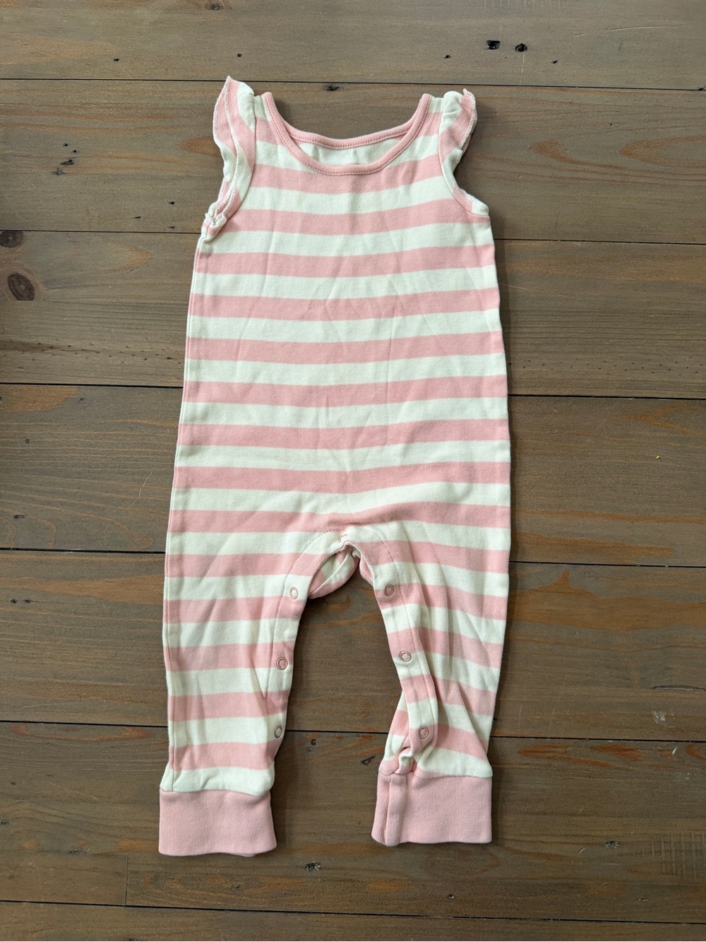 Colored Organics Pink and White Striped Romper - 6-12 Months